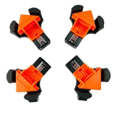 Imagem de Kit 4 Grampos 90 Graus De Canto 4 Cantos Régua de Posicionamento Aperto Angular Marcenaria