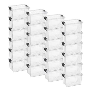 Imagem de Superio Mini recipiente de armazenamento caixa de giz de cera de plástico suprimentos de arte e estojo de costura empilhável transparente pequeno organizador para contas, papelaria, giz e alimentos