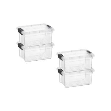 Imagem de Superio Mini recipiente de armazenamento caixa de giz de cera de plástico suprimentos de arte e estojo de costura empilhável transparente pequeno organizador para contas, papelaria, giz e alimentos