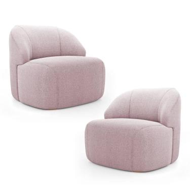 Imagem de Kit 02 Poltronas Decorativas Kaya Orgânica Bouclê Rosê - Abmaza