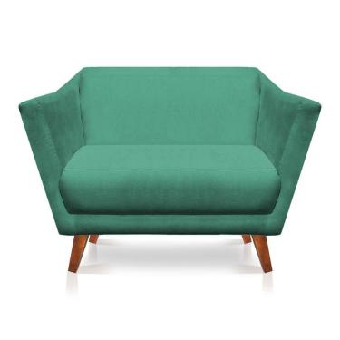 Imagem de Namoradeira Lorena Suede Pés Castanho Azul Turquesa