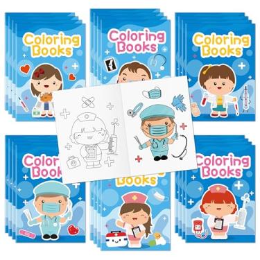 Imagem de Mini livros de colorir médicos para crianças - 48 peças a granel tema médico enfermeira livro de colorir tema médico DIY livro de desenho de arte para crianças pequenas lembrancinhas de festa