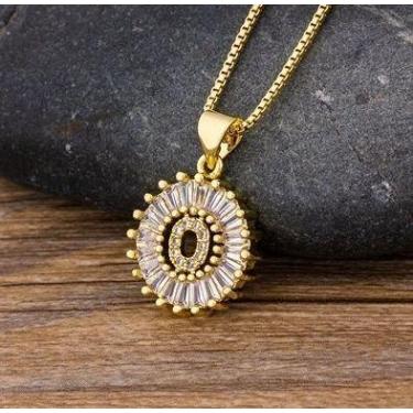 Imagem de Colar Dourado Letra Inicial Strass Brilhante Nome - DCXAM