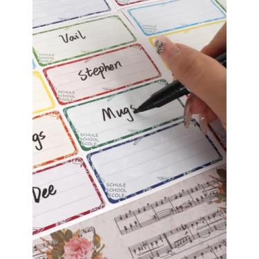 Imagem de Pacote com 80 adesivos personalizados com nomes, etiquetas autoadesivas de nome escolar para livros, réguas, estojos e suprimentos