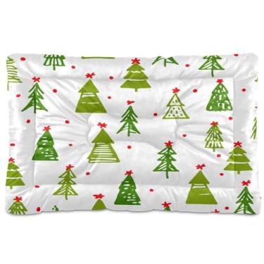 Imagem de SEHANY Cama de árvore de Natal em aquarela para cães e gatos com fundo antiderrapante, caixa de canil, colchão macio para animais de estimação, lavável para cães pequenos, médios e grandes, gatos, 61