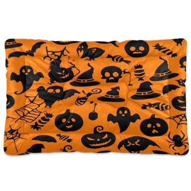 Imagem de SEHANY Cama de Halloween Pumpkins para cães e gatos com fundo antiderrapante, cama de canil, colchão macio para animais de estimação, lavável para cães pequenos, médios e grandes, gatos, 61 x 45 cm