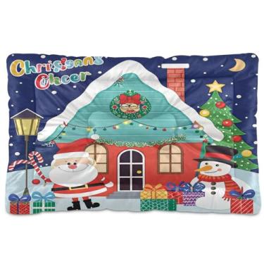 Imagem de ATTX Cama de Natal com boneco de neve para cães e gatos – Cama retangular ultra macia e confortável para animais de estimação para cães e gatos pequenos, 61 x 45 cm (404)