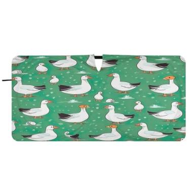 Imagem de Blueangle Para-brisa de patos de desenho animado - 149.9 cm x 76.2 cm dobrável carro janela dianteira para-sol blocos raios UV viseira de sol (167)