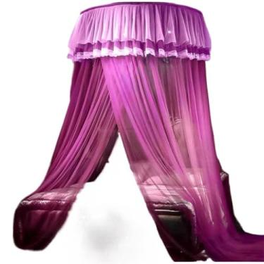 Imagem de Mosquiteiro Teto Casal Gigante com Elástico – Para Cama Casal, Queen e Super King, Fechado Lateral, Microfuros Anti-Mosquito(rosa)