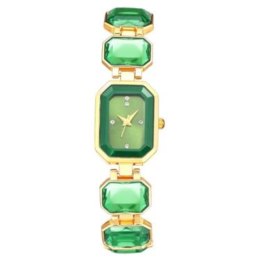 Imagem de OIDEA Relógios de pulseira quadrada para mulheres: elegante luxo cristal strass decoração analógico quartzo pulseira relógio feminino vestido moderno relógio de pulso feminino, Verde