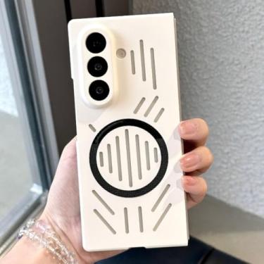 Imagem de Capa magnética com orifícios de dissipação de calor para Samsung Galaxy Z Fold 7 6 5 4 Zfold7 Zfold6 5g (para Galaxy Z Fold5/Branco)