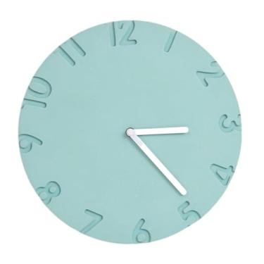 Imagem de Relógio de parede Relógio de parede redondo com design moderno e minimalista, funcionamento silencioso alimentado por bateria para decoração de casa(Light green)