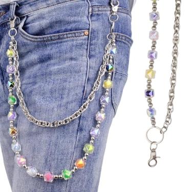 Imagem de ARZASGO Corrente de calça punk em camadas para homens e mulheres, corrente de jeans hip hop gótica com detalhes em doces, corrente de calças de motociclista, acessórios de chaveiro fashion gótico emo
