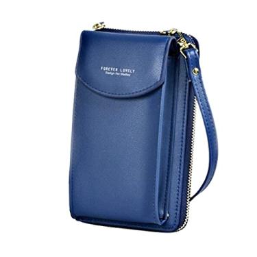 Imagem de Bolsa Feminina Ombro Pequena Porta Carteira e Celular Transversal (Azul)