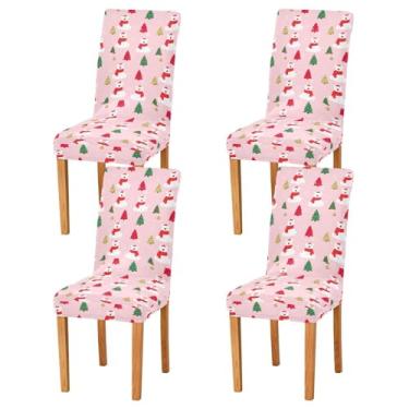 Imagem de Wassud Bears Capas de cadeira de árvore de Natal para sala de jantar, capa elástica de cozinha, lavável, conjunto de 4