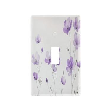 Imagem de Wassud Capa de interruptor de luz, placa de parede decorativa para tomadas elétricas, flores simples e minimalistas, interruptor único 11 x 6 cm