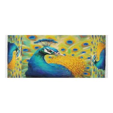 Imagem de Wassud Capas vibrantes de lavadora e secadora de pavão, protetor de lavadora com sacos de armazenamento, capa de geladeira à prova de poeira com bolsos para lavanderia doméstica, cozinha, 120 x 55 cm