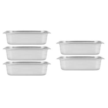 Imagem de Kit Cinco Cubas Gastronomica Padrão Gn 1/4 65mm Inox sem Alça Weck