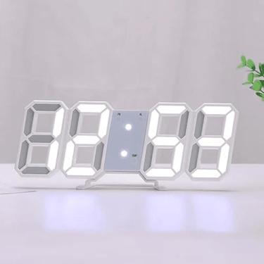 Imagem de Relógio Digital LED 3D Moderno – Display 3D, Alarme, Temperatura, Data, Sensor de Luz, Intensidade Ajustável, Parede e Mesa
