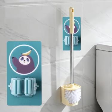 Imagem de Suporte de vassoura de parede criativo autoadesivo para casa - 1 peça de design de rolo, funciona como suporte de esfregão e armazenamento de cozinha