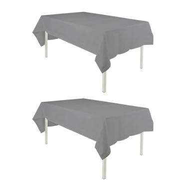 Imagem de Toalha de mesa retangular TWINPRET 152 x 250 cm, toalha de mesa de poliéster lavável à prova d'água cinza – Capa de mesa retangular resistente a manchas e óleo para banquetes e festas (serve para