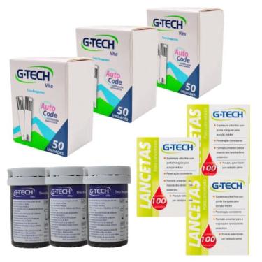 Imagem de 150 Tiras 300 Lancetas Medir Glicose Fita Vita Glicemia - Love Saude