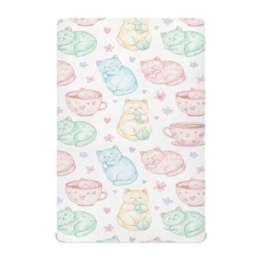 Imagem de Burbuja Lençol para berço de gatos para meninos e meninas, lençol com elástico 71 x 132 cm, macio e respirável