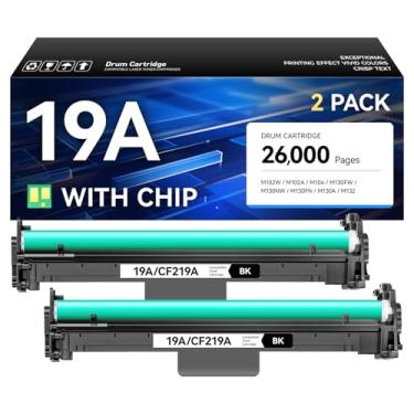 Imagem de Bateria 19A CF219A (não toner) pacote com 2 unidades pretas de alto rendimento para tambor de imagem HP 19A CF219A compatível com impressora HP Laserjet Pro MFP M130a M130fn M130fw M130nw M102a M102w