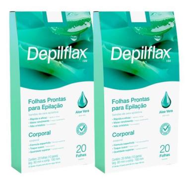 Imagem de Kit 2 Folhas Prontas Corporais Depilação Cera Depilflax Aloe Vera 40UN