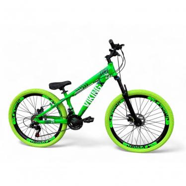 Imagem de Bicicleta Aro 26 Vikingx Tuff Freeride 21v Aro Vmaxx Freio A Disco Garfo Suspensão Pneu Flame Verde X25