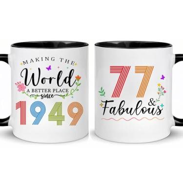 Imagem de Choinn 1949 Presentes de aniversário de 77 anos para mulheres e homens, presente de aniversário de 77 anos, caneca de café para mãe, pai, avó, vovô, ideias de presentes de aniversário de 77 anos, Dia