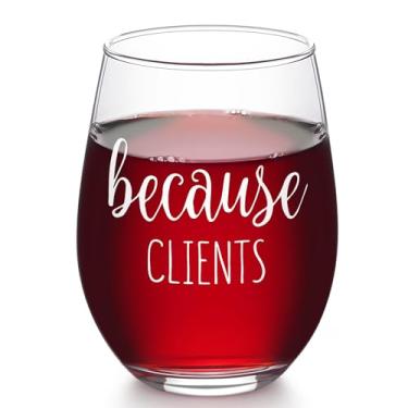Imagem de Futtumy Funny Because Clients Taça de vinho sem haste para mulheres cabeleireira cabeleireira Cosmetologia, presentes de aniversário de Natal para homens, advogada de imóveis advogada assistente