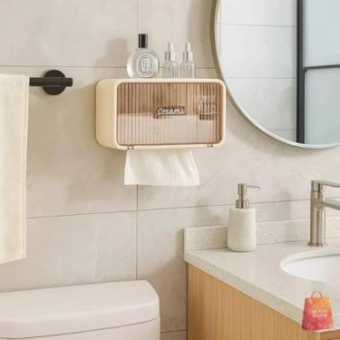 Imagem de Organizador de Banheiro Premium com Porta Papel | Design Creme Moderno e Funcional | Mantém o Ambiente Organizado com Praticidade | Ideal para Lavabos, Banheiros e Espaços Pequenos