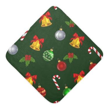 Imagem de JUZIHAI Toalha com capuz de bengala doce de Natal para bebês, toalha de banho de algodão recém-nascido, envoltório absorvente macio, 76 x 76 cm