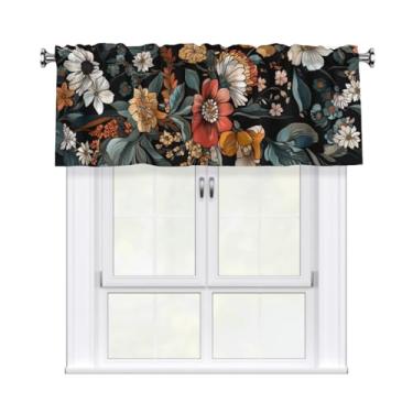 Imagem de Giwawa Cortina floral vintage saia boho flor bolso haste sanefa sanefa janela curta tratamentos cortinas para banheiro quarto cozinha 137 x 45 cm