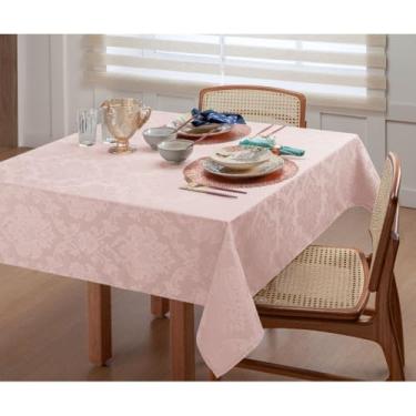 Imagem de Toalha de Mesa Jacquard Retangular – 4 6 8 e 10 Lugares Cores Variadas Tecido Resistente e Elegante (Rose,6 Lugares)