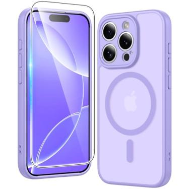 Imagem de FNTCASE Capa para iPhone 16 Pro-Max: Capa para celular translúcida com textura fosca magnética de grau militar - Capa protetora protetora à prova de choque fina, resistente, durável, à prova de choque