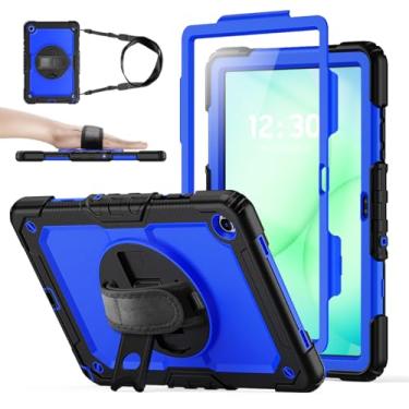 Imagem de Capa para Samsung Galaxy Tab A11+/A11 Plus 27.9 cm 2025 e A9+/A9 Plus 2023, capa de proteção contra quedas de corpo inteiro, suporte giratório de 360°, com protetor de tela integrado e alça de mão