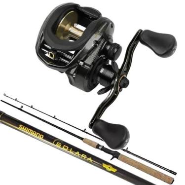 Imagem de Kit Pesca Pesqueiro Carretilha Brisa BG 8 Rol Vara Shimano - Marine Sp