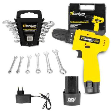 Imagem de Kit Parafusadeira 3.8 pol com 2 Bateria 12V e Maleta Jogo Chave Combin