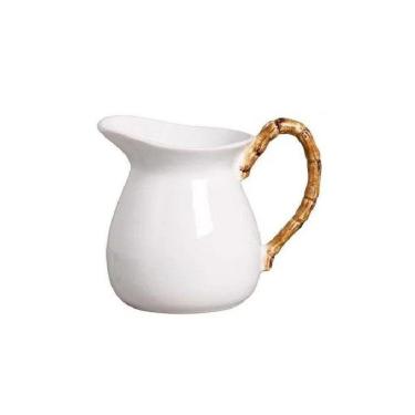 Imagem de Jarra Grande Bambu Natural Cerâmica Branca Scalla 1,6l 1ª L