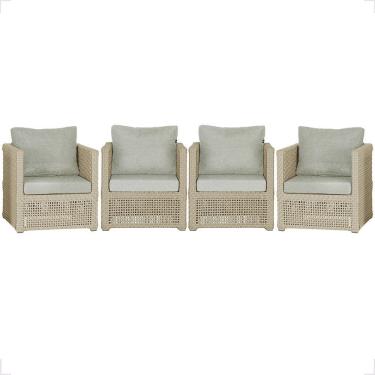 Imagem de 4 Poltronas Madri Alumínio Corda Náutica Estofado 3 Trama Rami