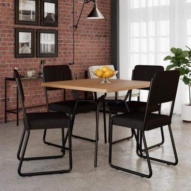 Imagem de Conjunto Mesa De Jantar Soho Quadrada Orgânica C/ 04 Cadeiras Next Est.preta - Nogueira E Preto Nogueira E Preto