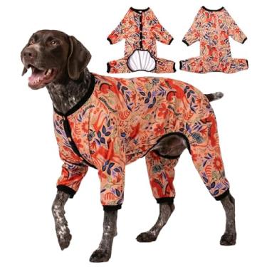 Imagem de LovinPet Pijamas para Cães de Raças Grandes-Pijama Leve com Cobertura Total para Cães, Macacão para Cães, Estampa Coral Happy Horse, Pijamas para Cães com Cobertura Total, Pijamas para Animais de Esti