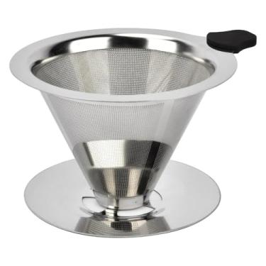 Imagem de Filtro de coador de café de aço inoxidável reutilizável sem papel funil de coador de chá