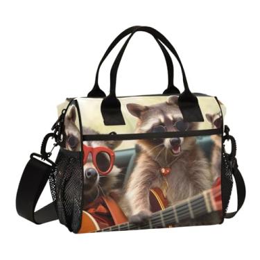 Imagem de ODAWA Lancheira escolar de guitarra guaxinim, reutilizável, térmica para crianças, meninas, meninos