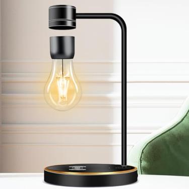 Imagem de Lâmpada flutuante magnética de 360 graus com rotação automática de levitação, controle de toque, com luzes noturnas de carregamento sem fio para presentes criativos, decoração de mesa de escritório em