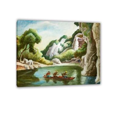 Imagem de Zeichn8u Thomas Hart Benton Paintings Arte de parede Buffalo River Ozarks Reproduções de arte clássicas Thomas Hart Benton Pôster em tela para sala de estar decoração de parede de casa 80 x 60 cm