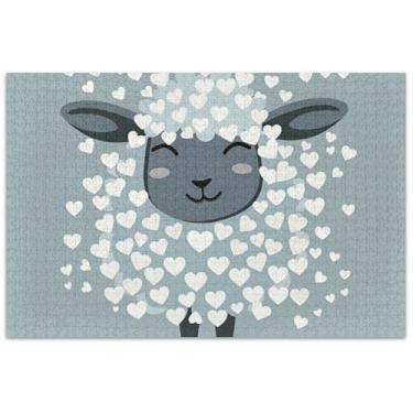 Imagem de Quebra-cabeça com corações de ovelhas fofos, cinza, 500 peças para adultos, presentes de elefantes brancos, cenários de inverno, estampa de flores e animais