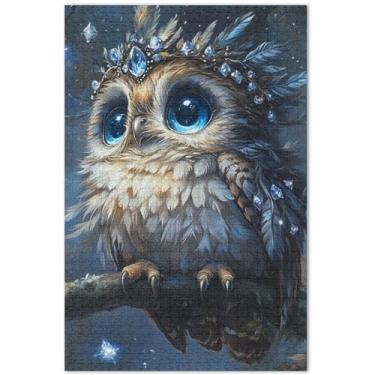 Imagem de Quebra-cabeça fantástico com estampa de coruja fofa para adultos, 500 peças, família, presentes, natureza, quebra-cabeça, arte, pintura de paisagem, 51 x 35 cm